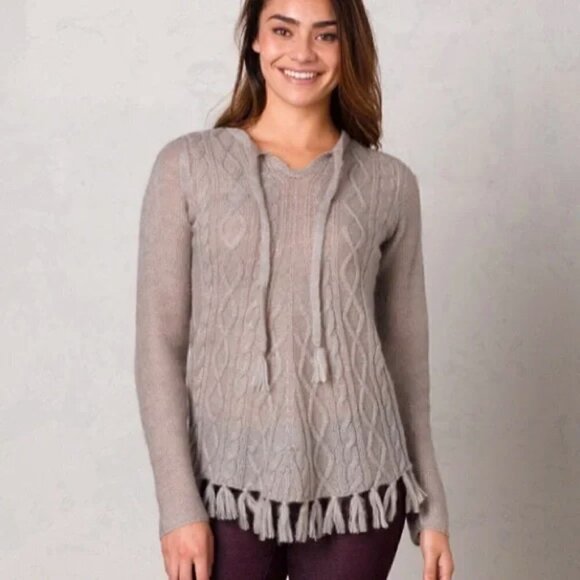 𝅺PRANA Shelby Wool Blend Poncho Fringe Sweater Size Small - Picture 2 of 11